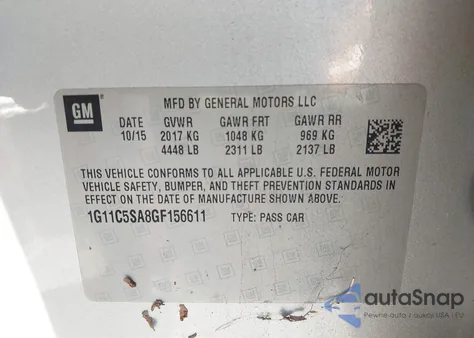 2016 Chevrolet Malibu Limited Lt из США, поврежденный, VIN 1G11C5SA8GF156611